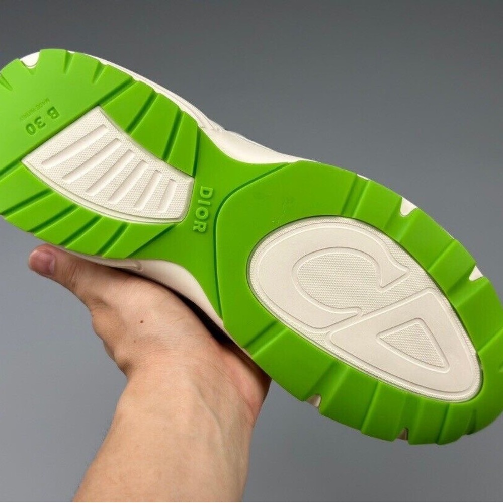 Dior Green and Cream Sneakers with Distinctive Sole